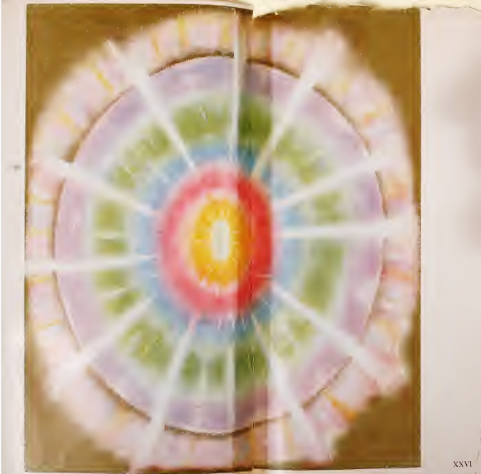 A colorful circle with white lines
