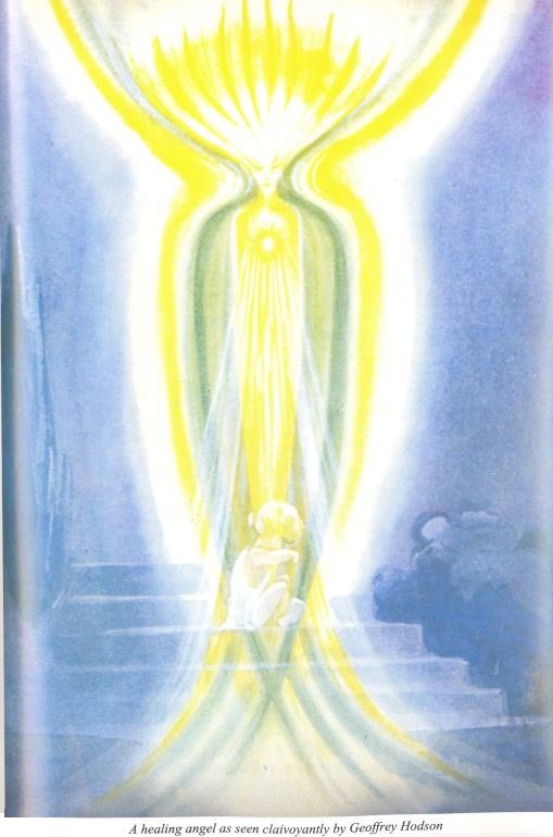 A painting of a angel with a light coming from the top

AI-generated content may be incorrect.