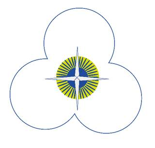 A white flower with a yellow and blue center



Description automatically generated